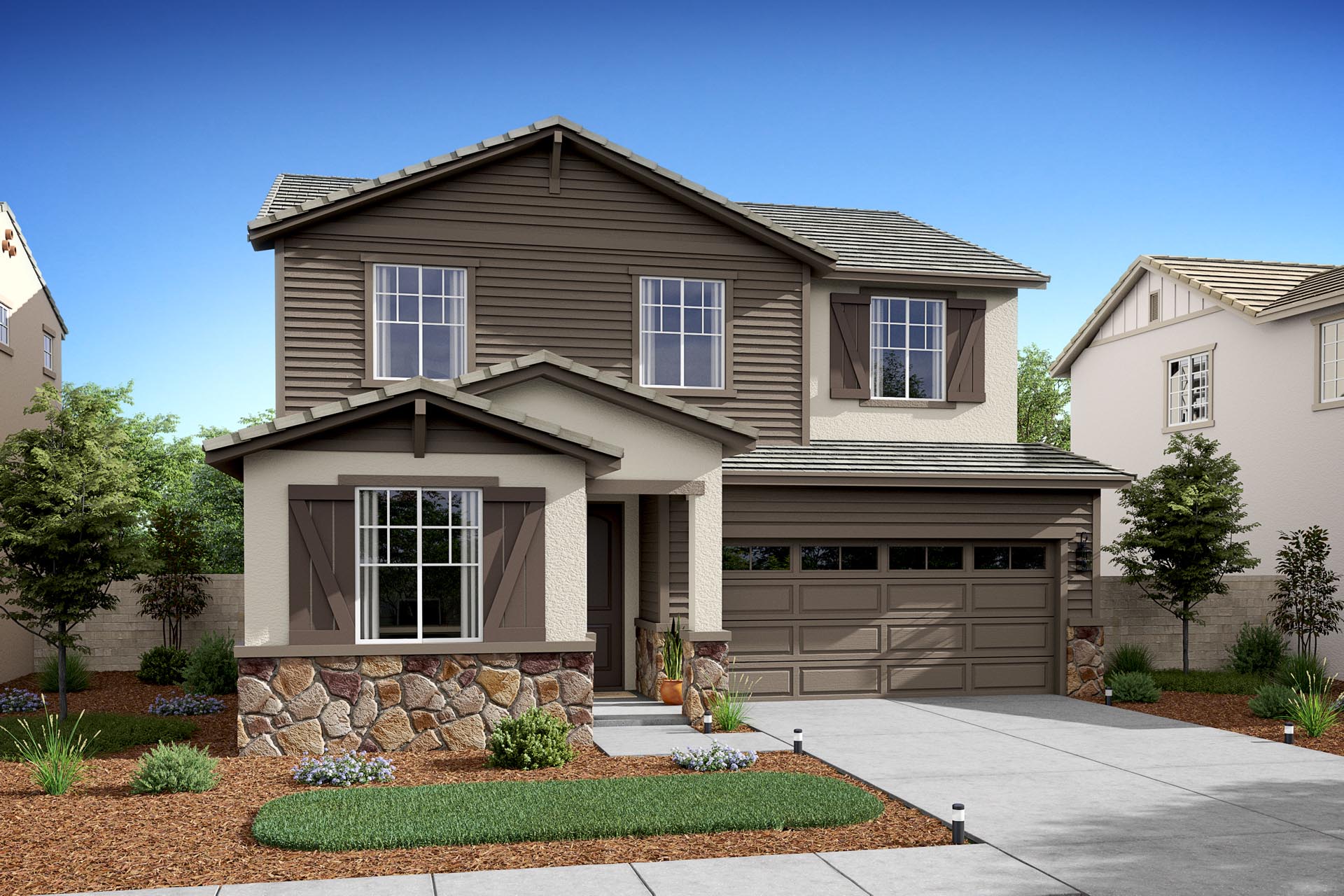 Rubia - Contemporary Bungalow Elevation | Firefly at Winding Creek | New Homes in Roseville, CA | Anthem United